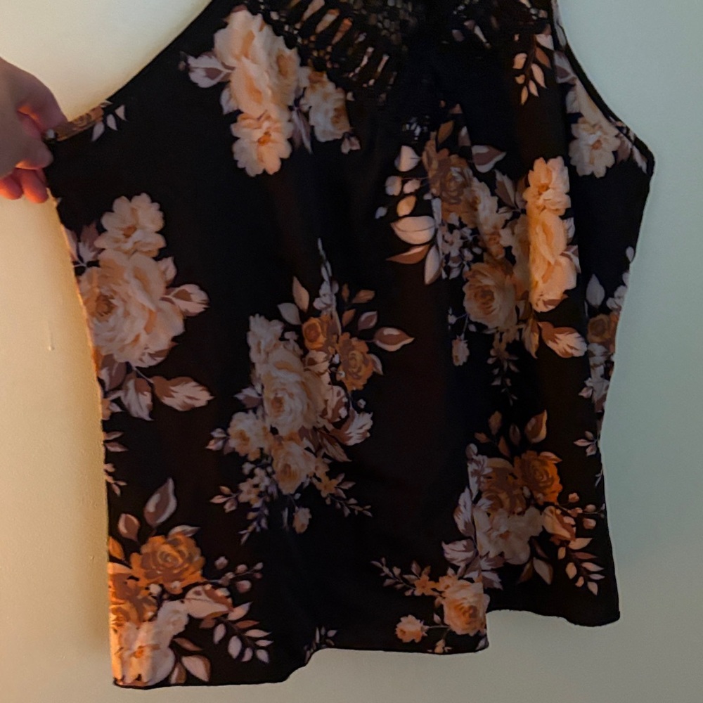 Floral Black and Cream Women's Top